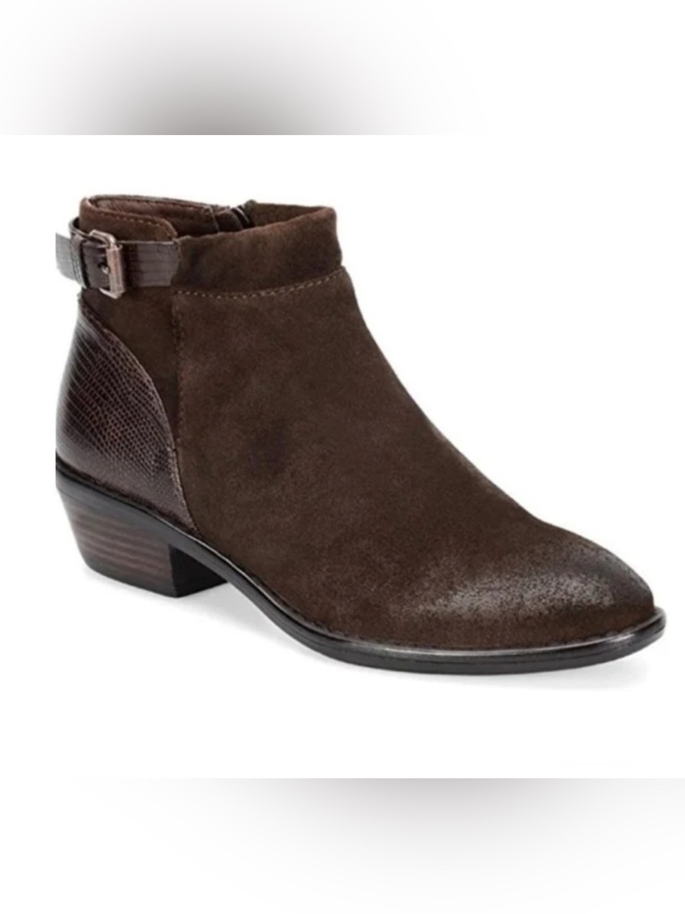 Sofft Brown Suede Ankle Boots with Buckle Detail